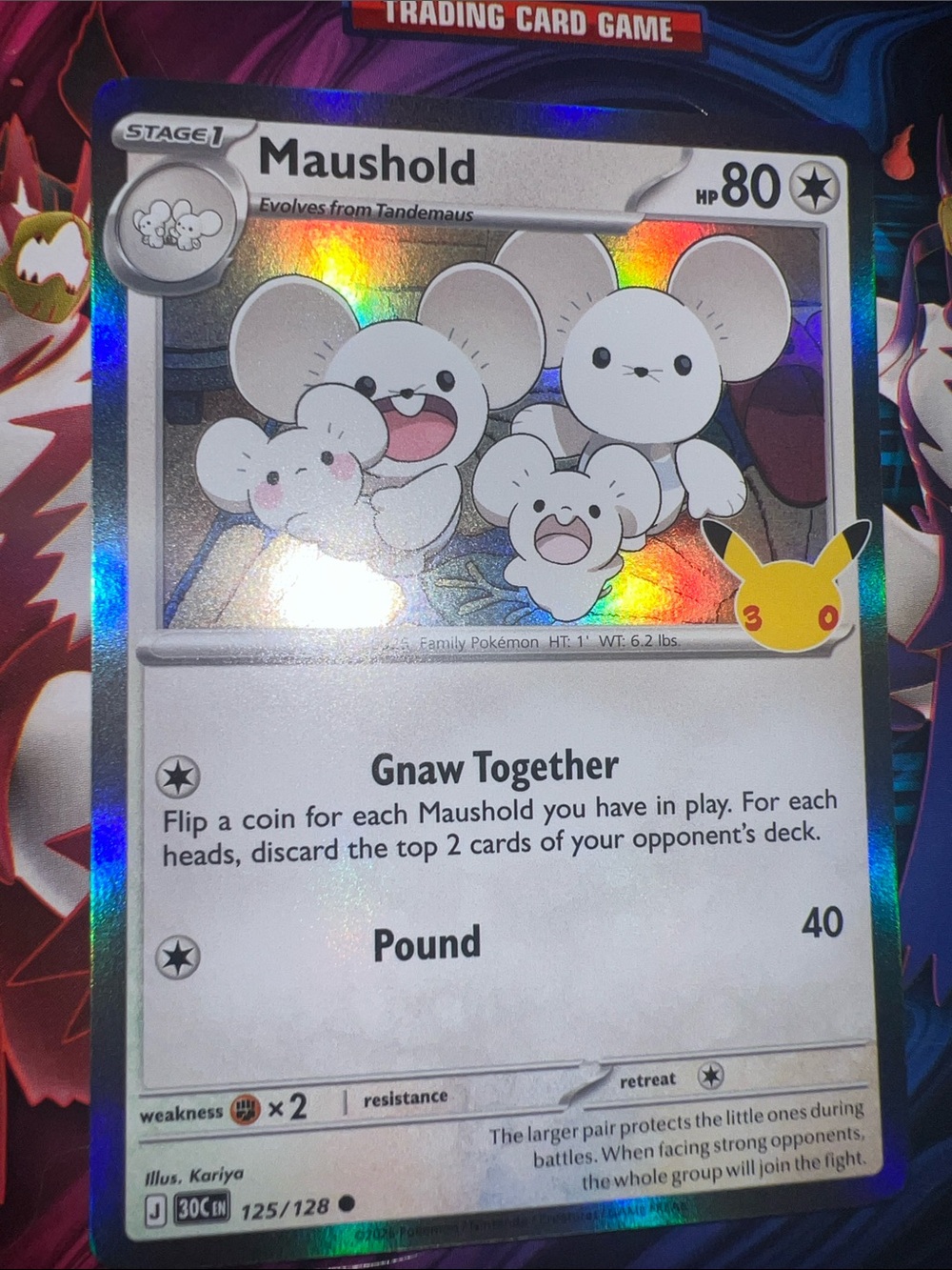 Pokemon Maushold Holofoil Card - White